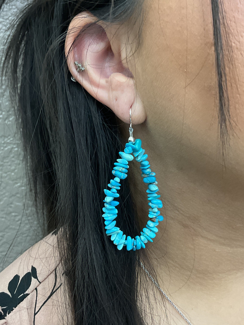 Sleeping Beauty Turquoise Teardrop Nugget Earrings