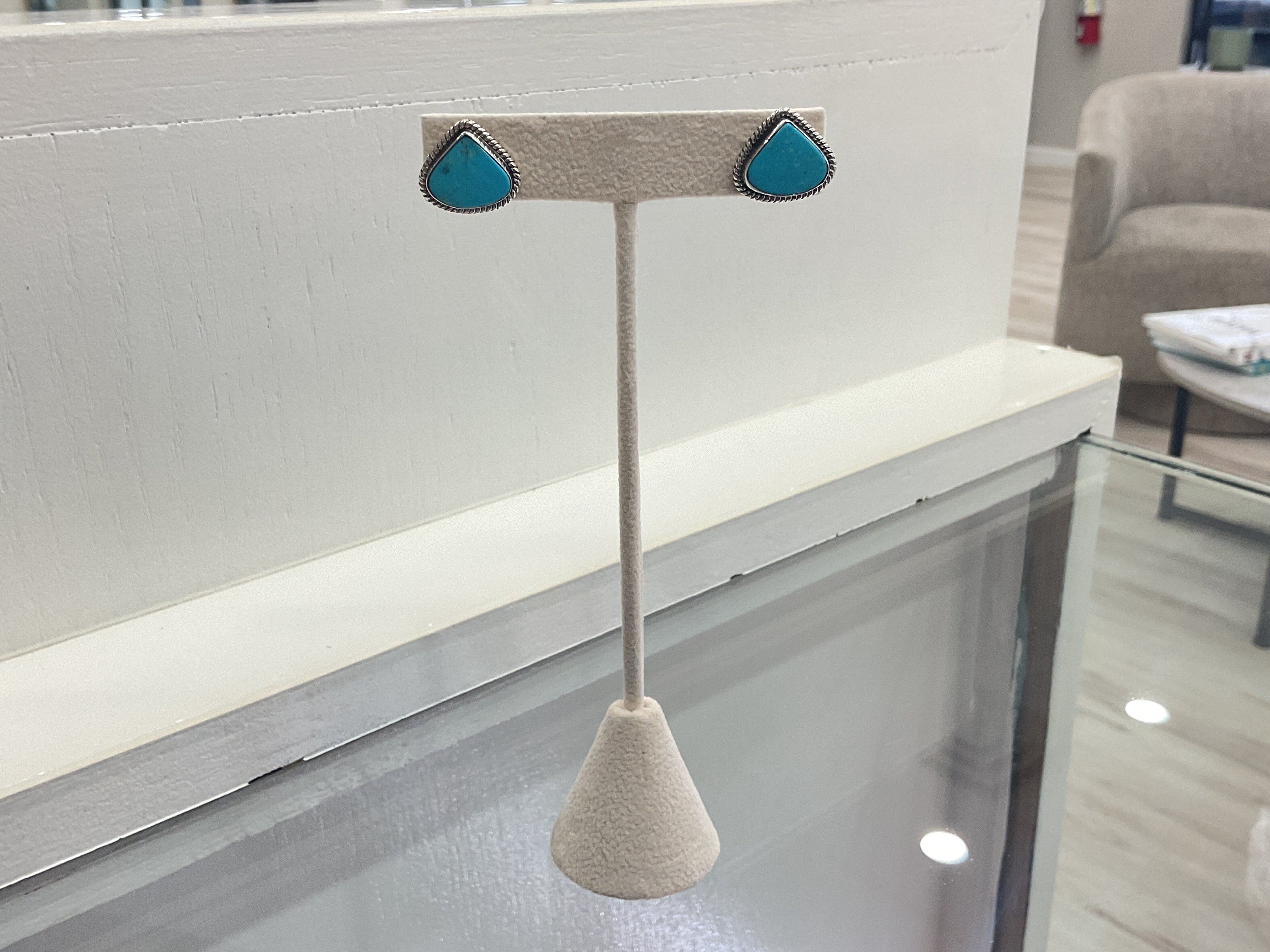 Kingman Turquoise Triangle Earrings