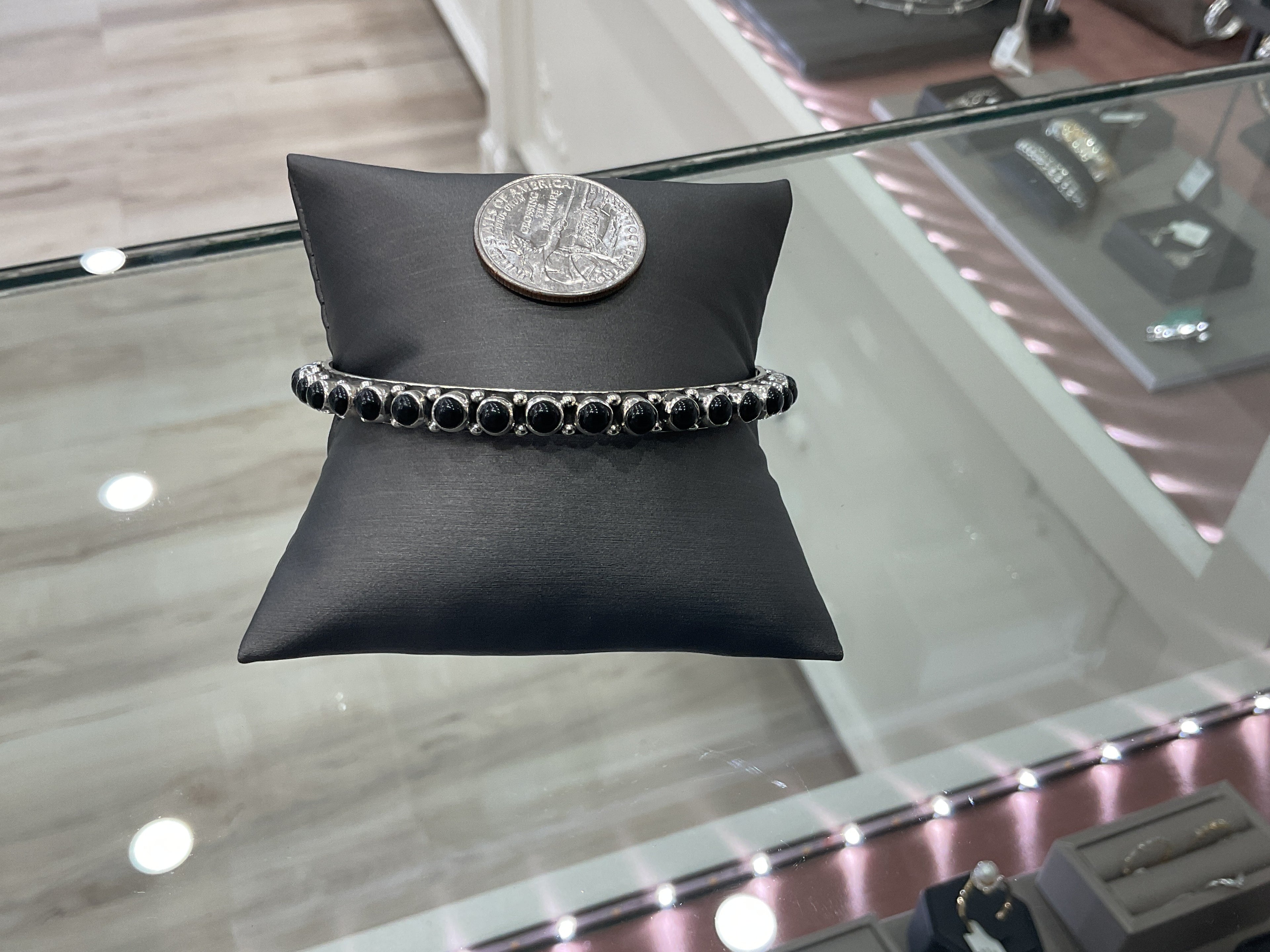 Sterling Silver Black Onyx Bangle Bracelet