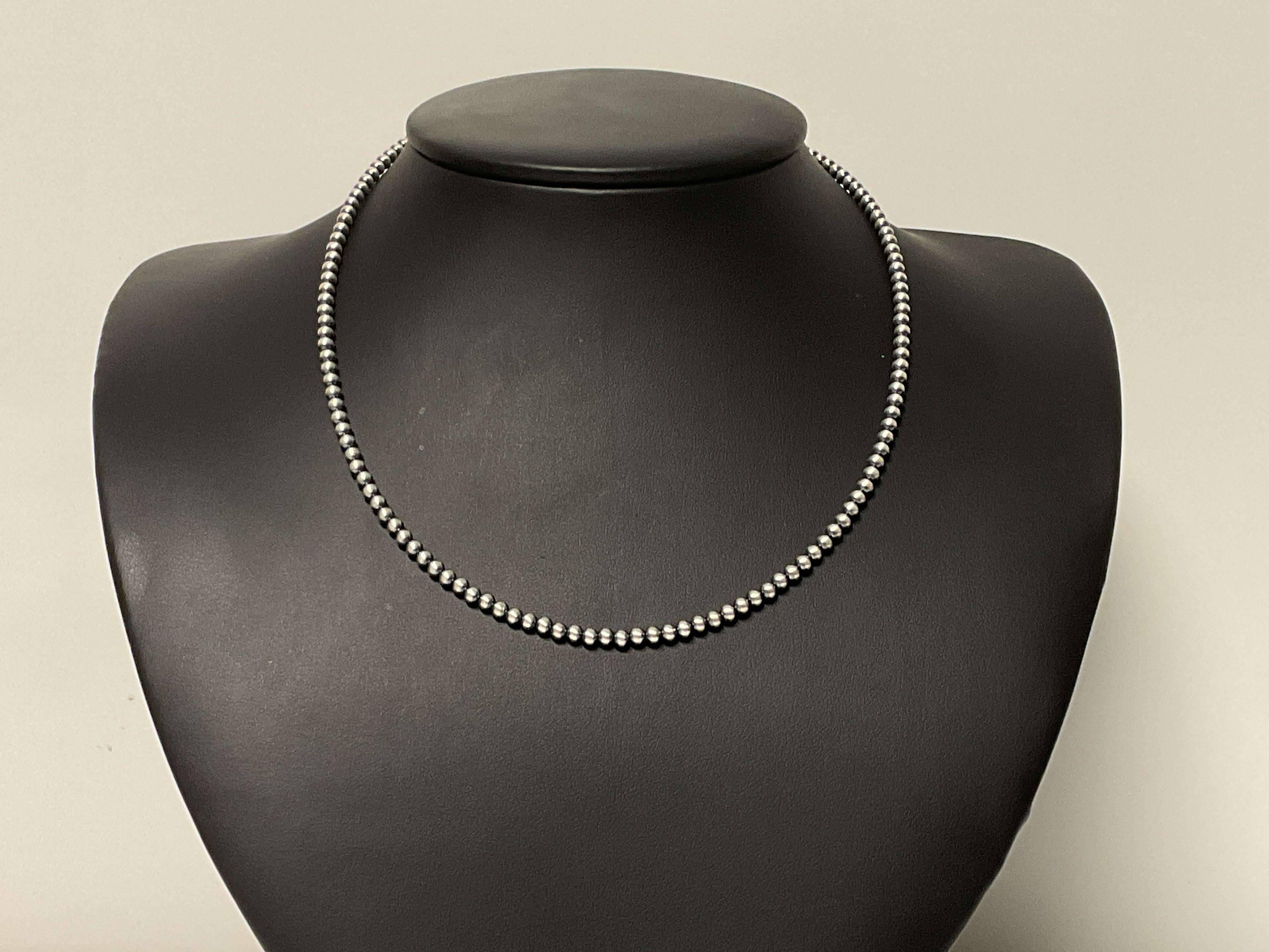 The Sterling Silver 3mm Oxidized Bead Necklace