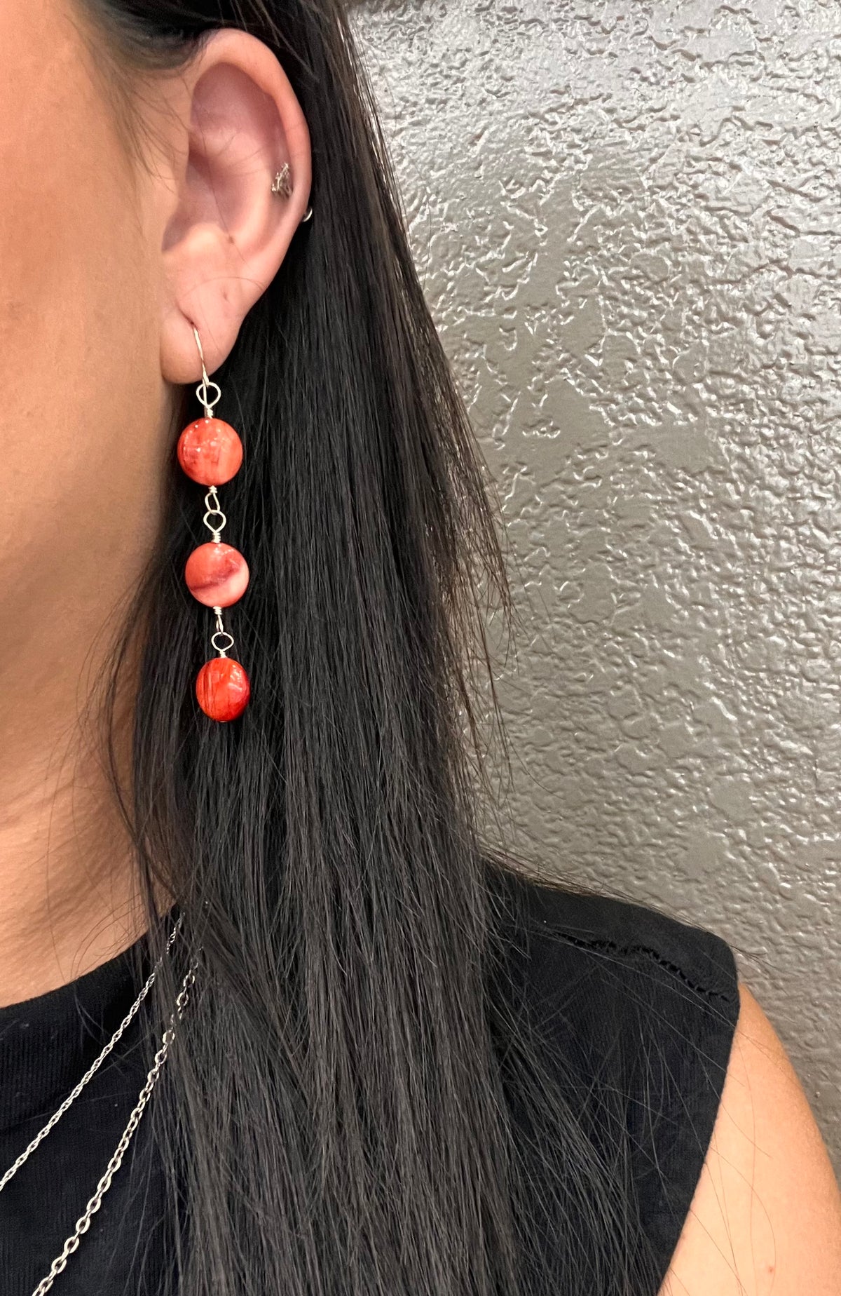 Red Spiney Oyster Earrings