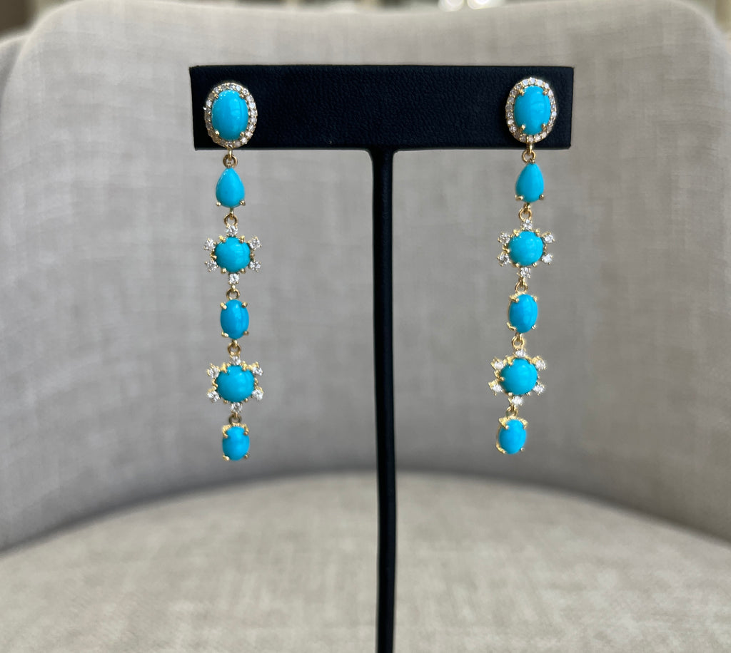 14KY Sleeping Beauty & Natural Diamond Earrings