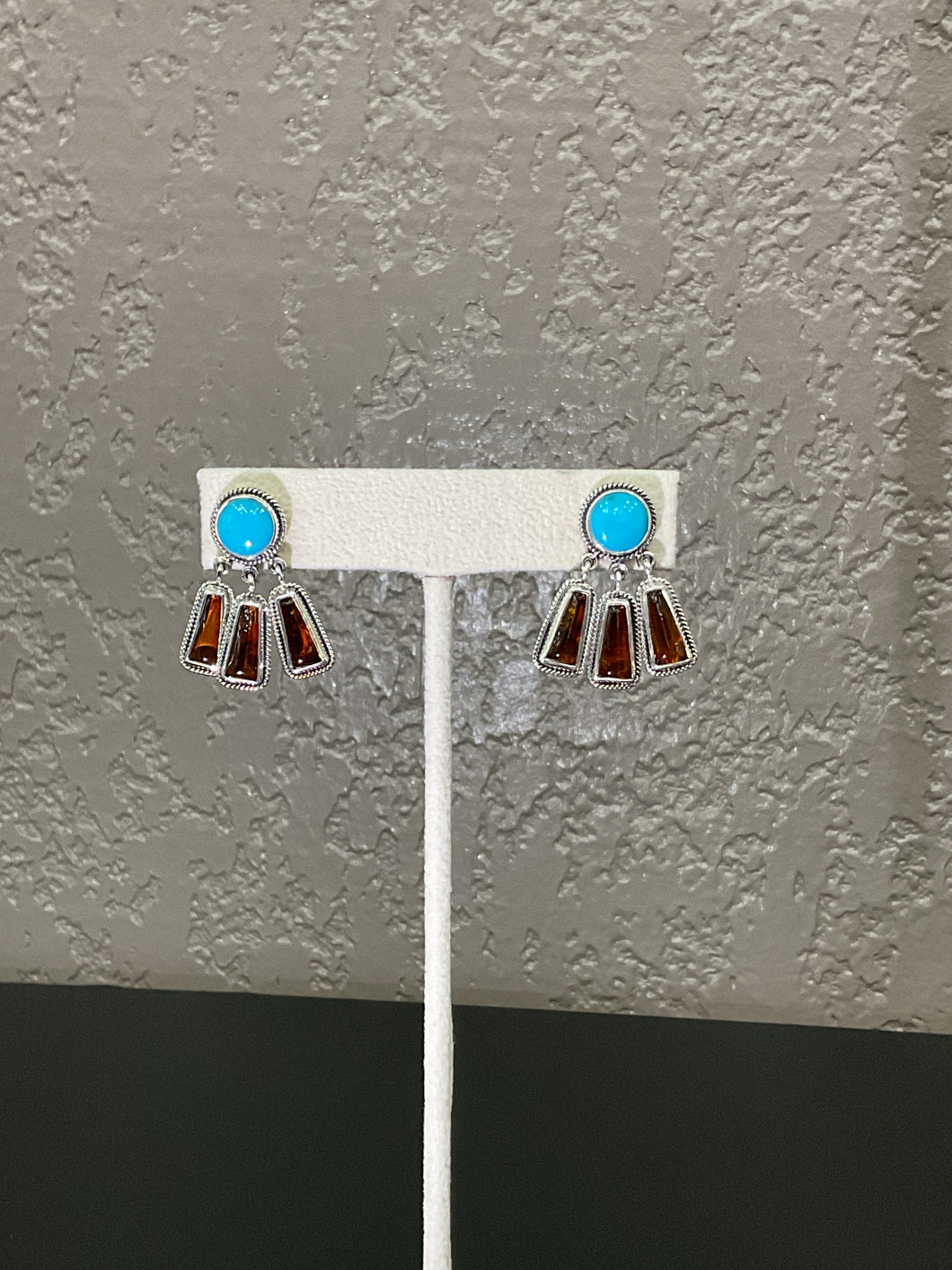 Amber and Kingman Turquoise Earrings