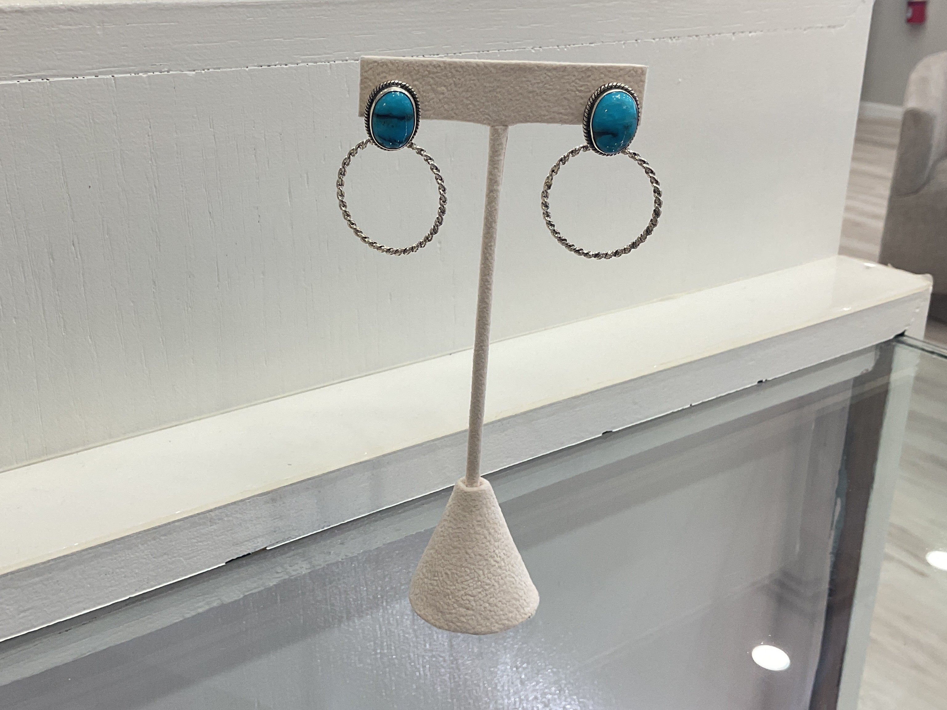 Kingman Turquoise Circle Earrings