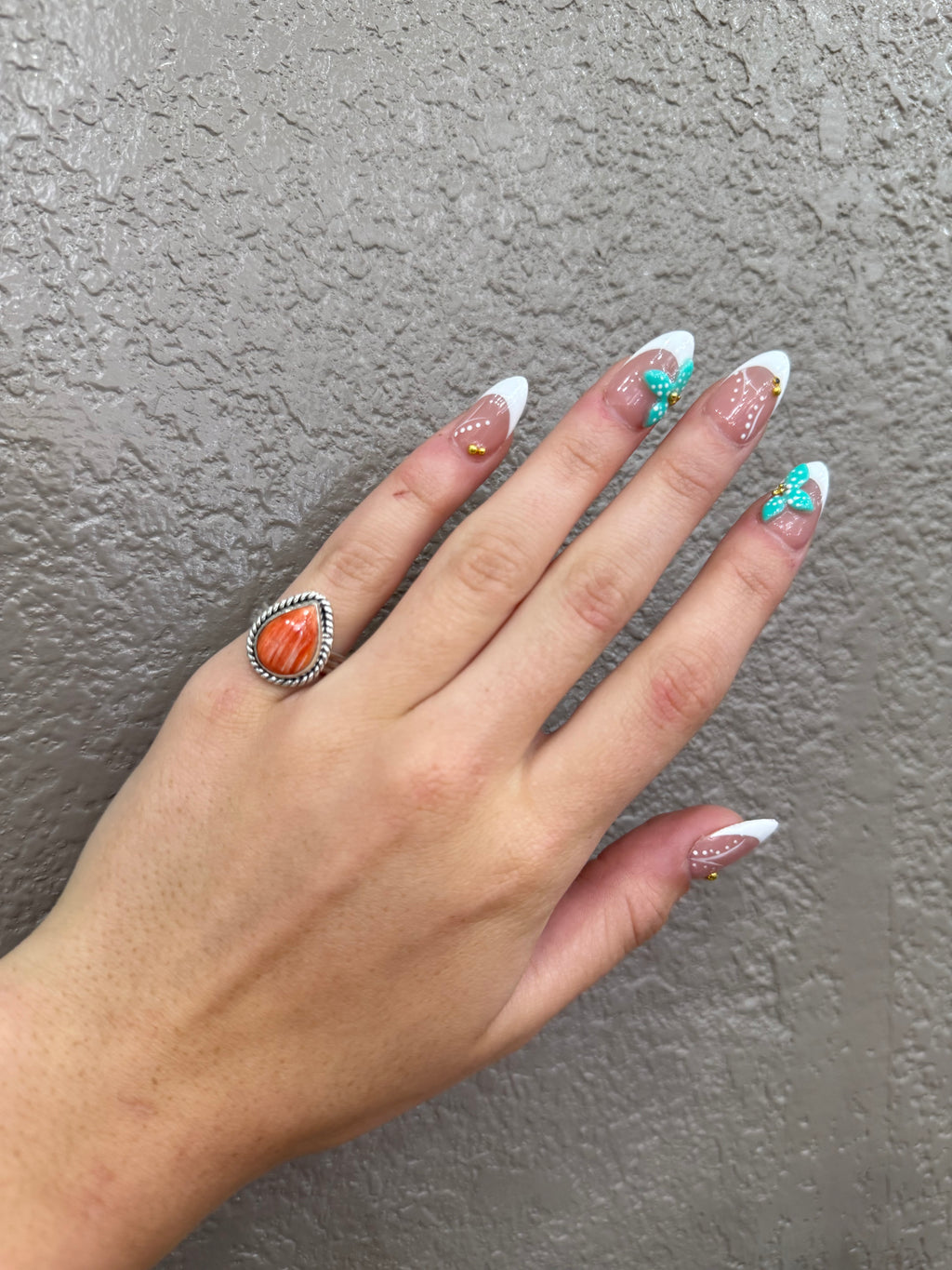 Orange Spiny Oyster Teardrop Ring