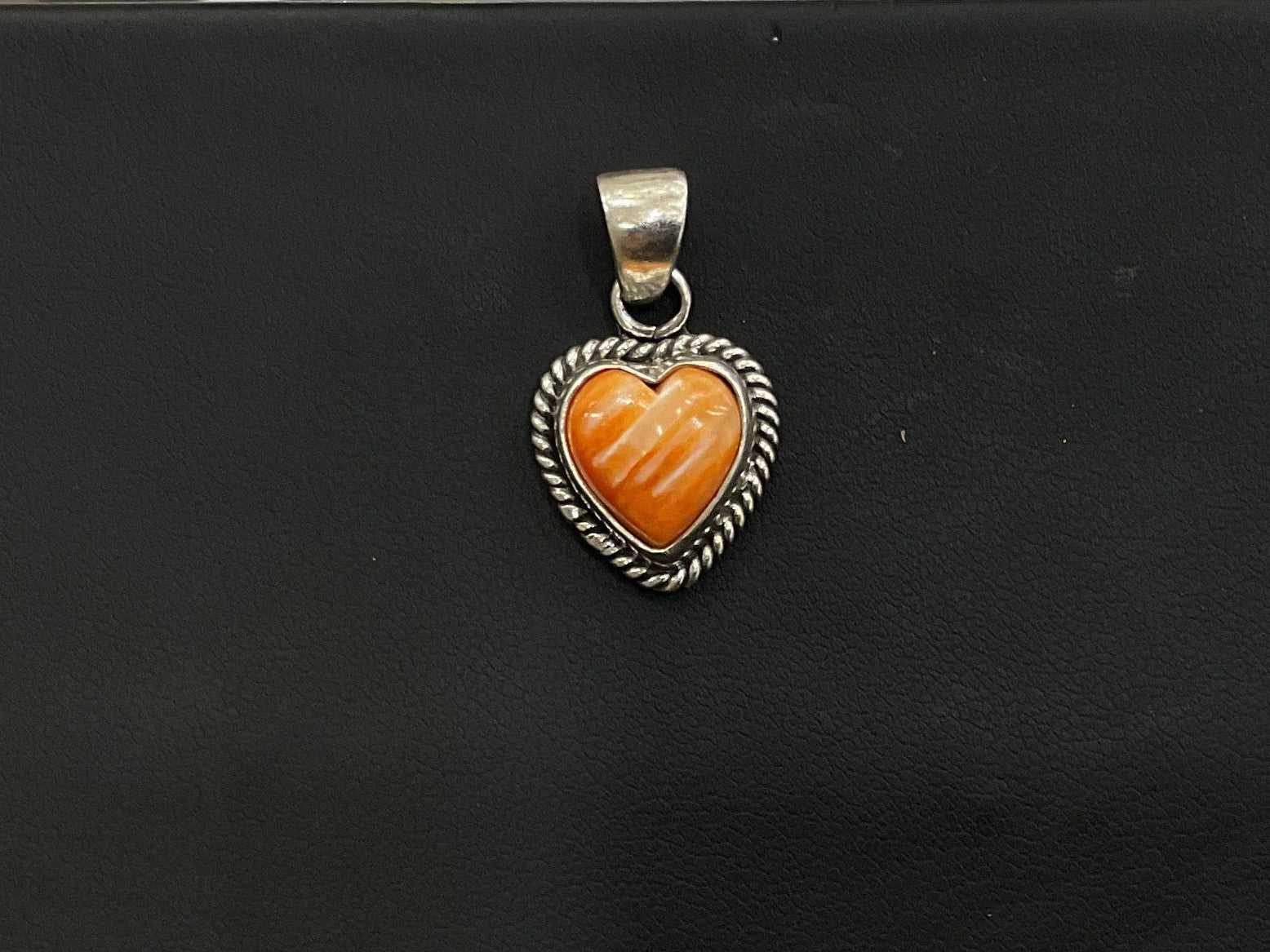 Orange Spiny Oyster Heart Pendant