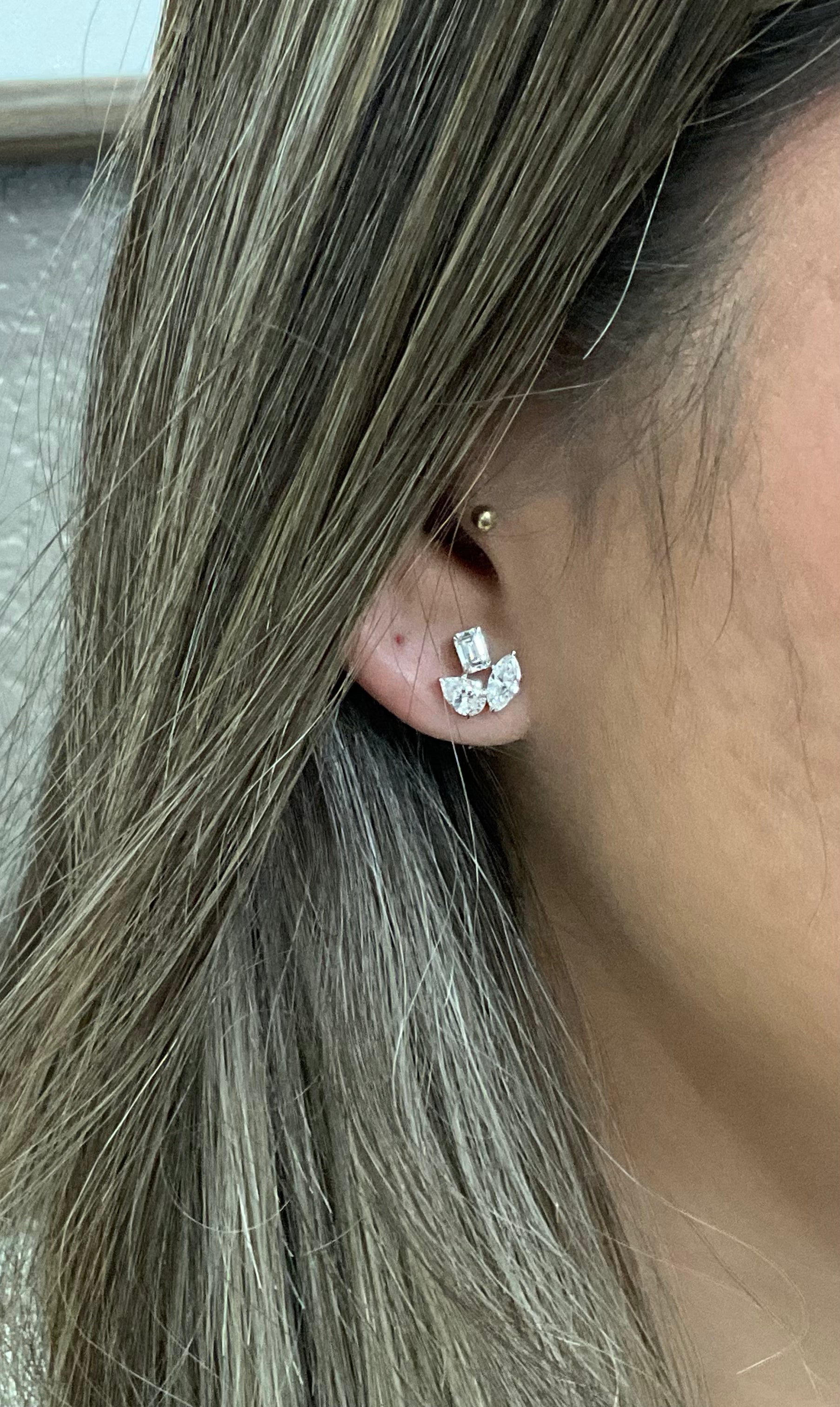 14KY Diamond Cluster Stud Earrings