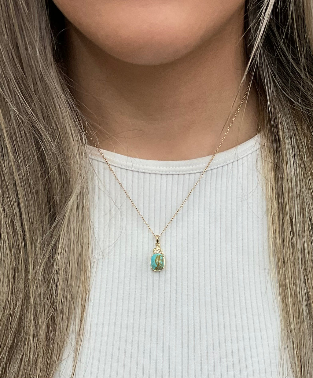 14KY Kingman Gold Turquoise Necklace