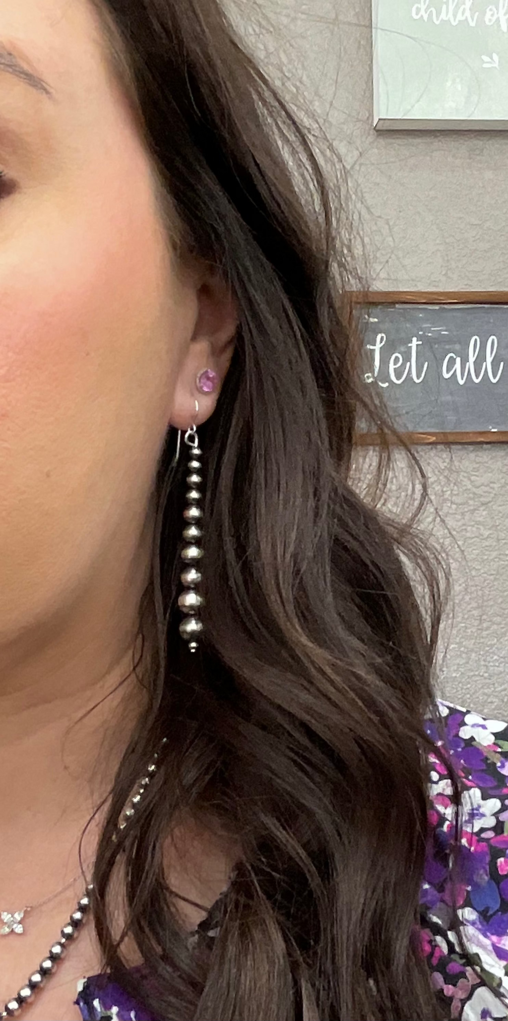 Sterling Silver Oxidized Bead Drop Earrings