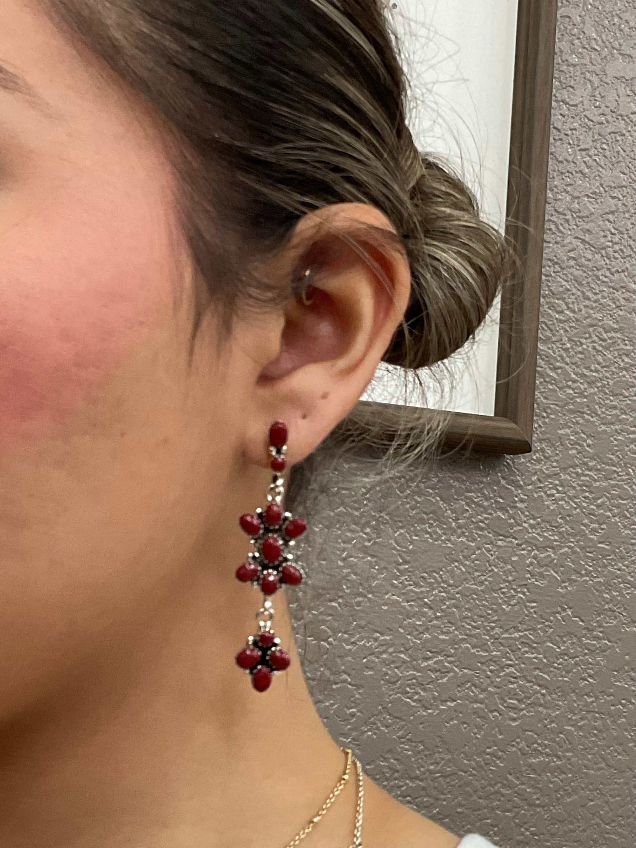 Red Coral Statement Earrings