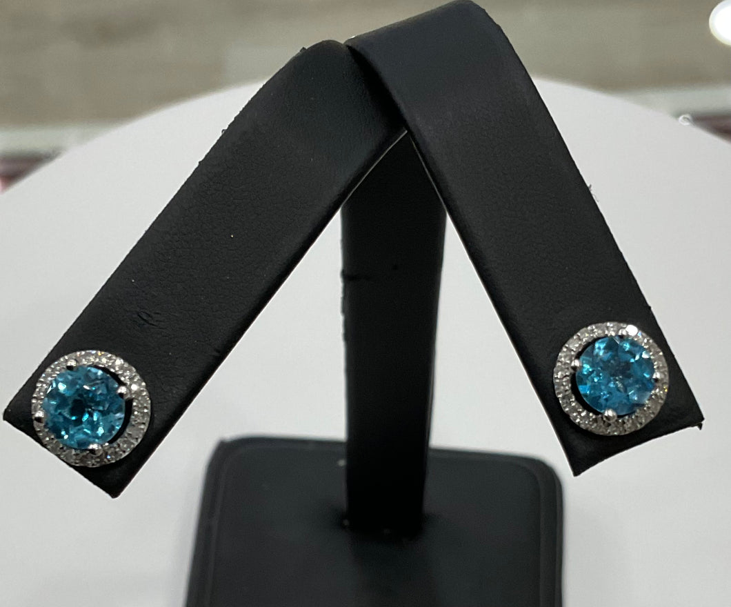 18KW Gold and Swiss Blue Topaz Earrings
