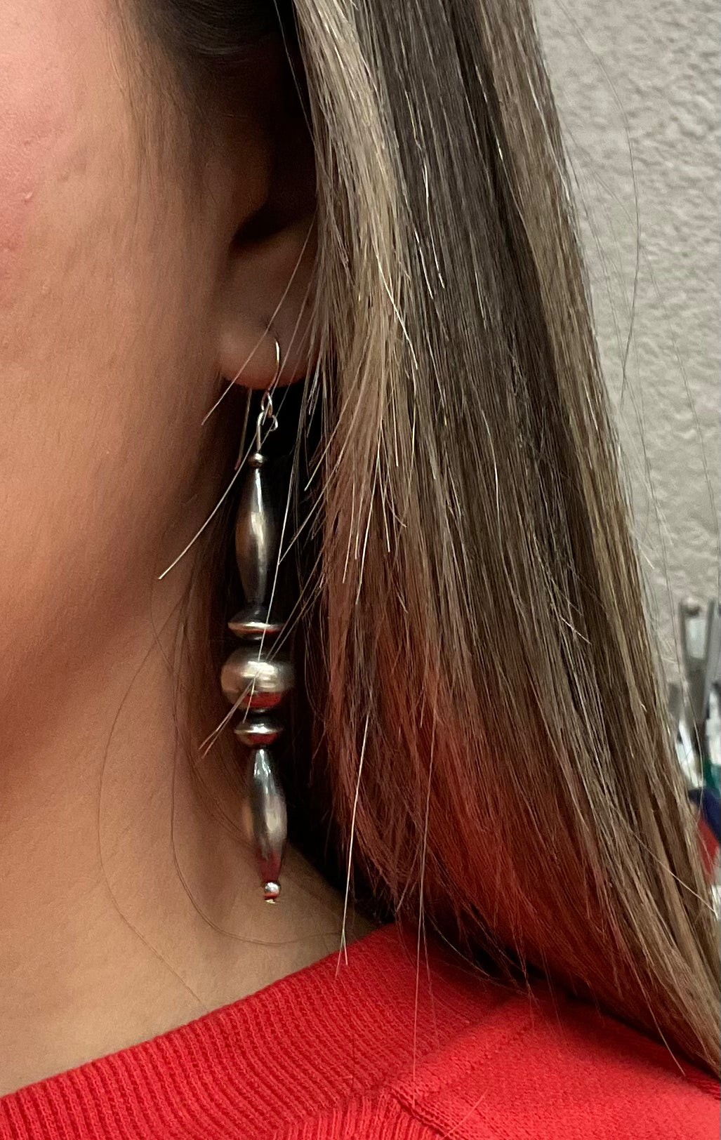 Sterling Silver Oxidized Bead Drop Earrings