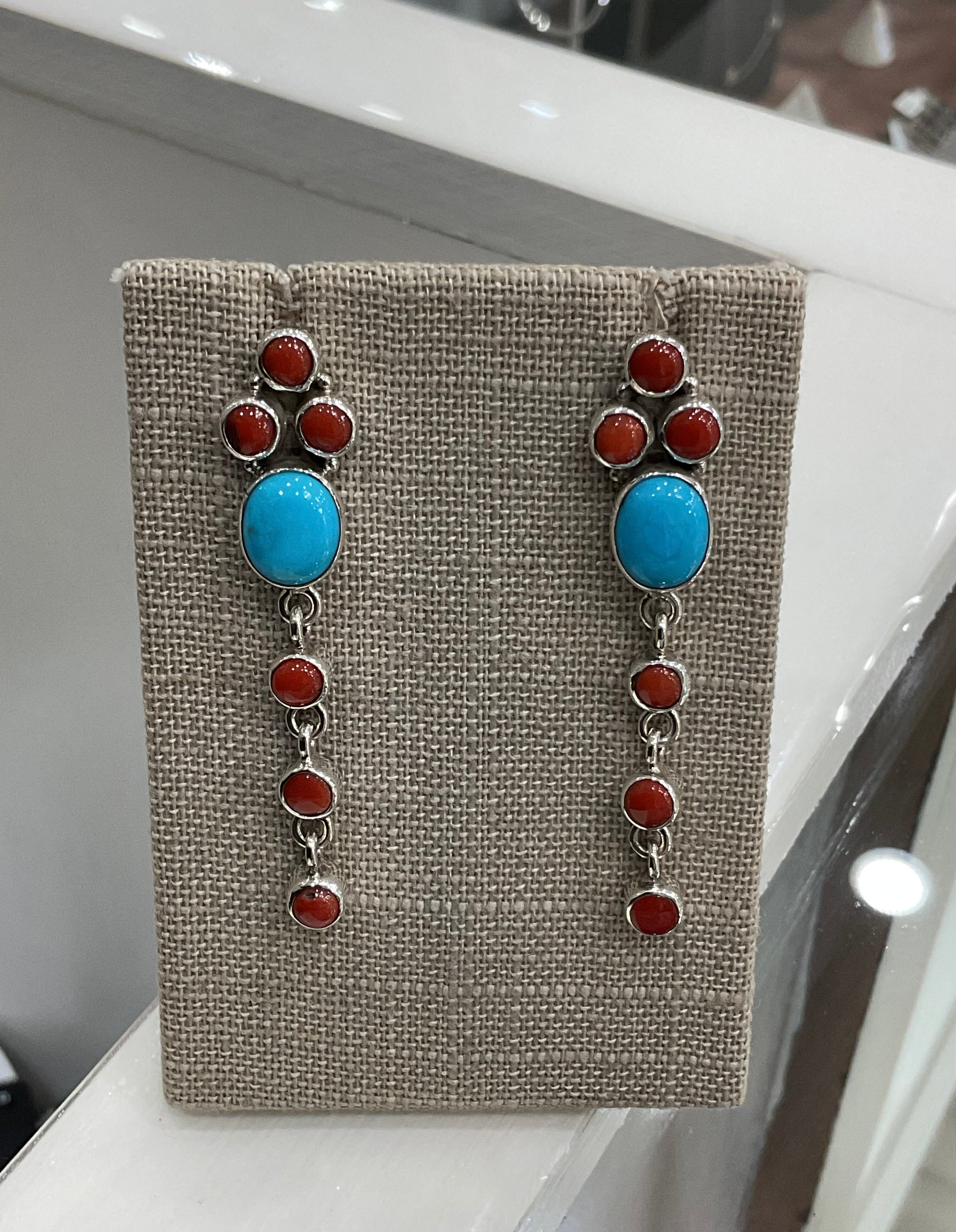 Coral and Sonoran Cluster Earrings