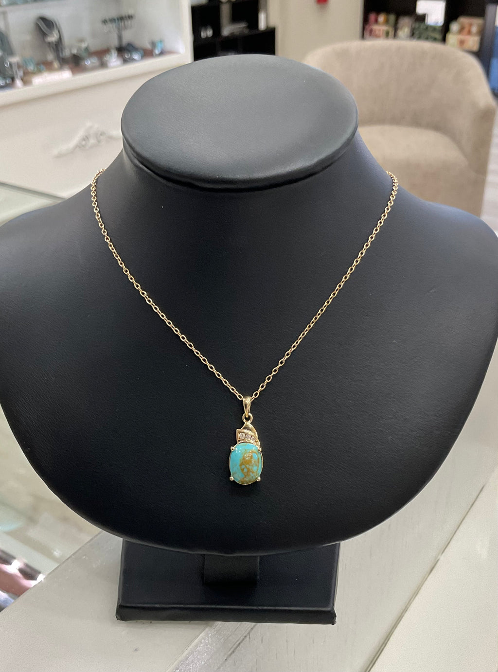 14KY Kingman Gold Turquoise Necklace
