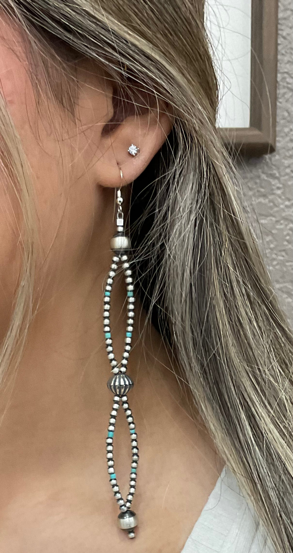 Sterling Silver Double Oxi Bead Earrings