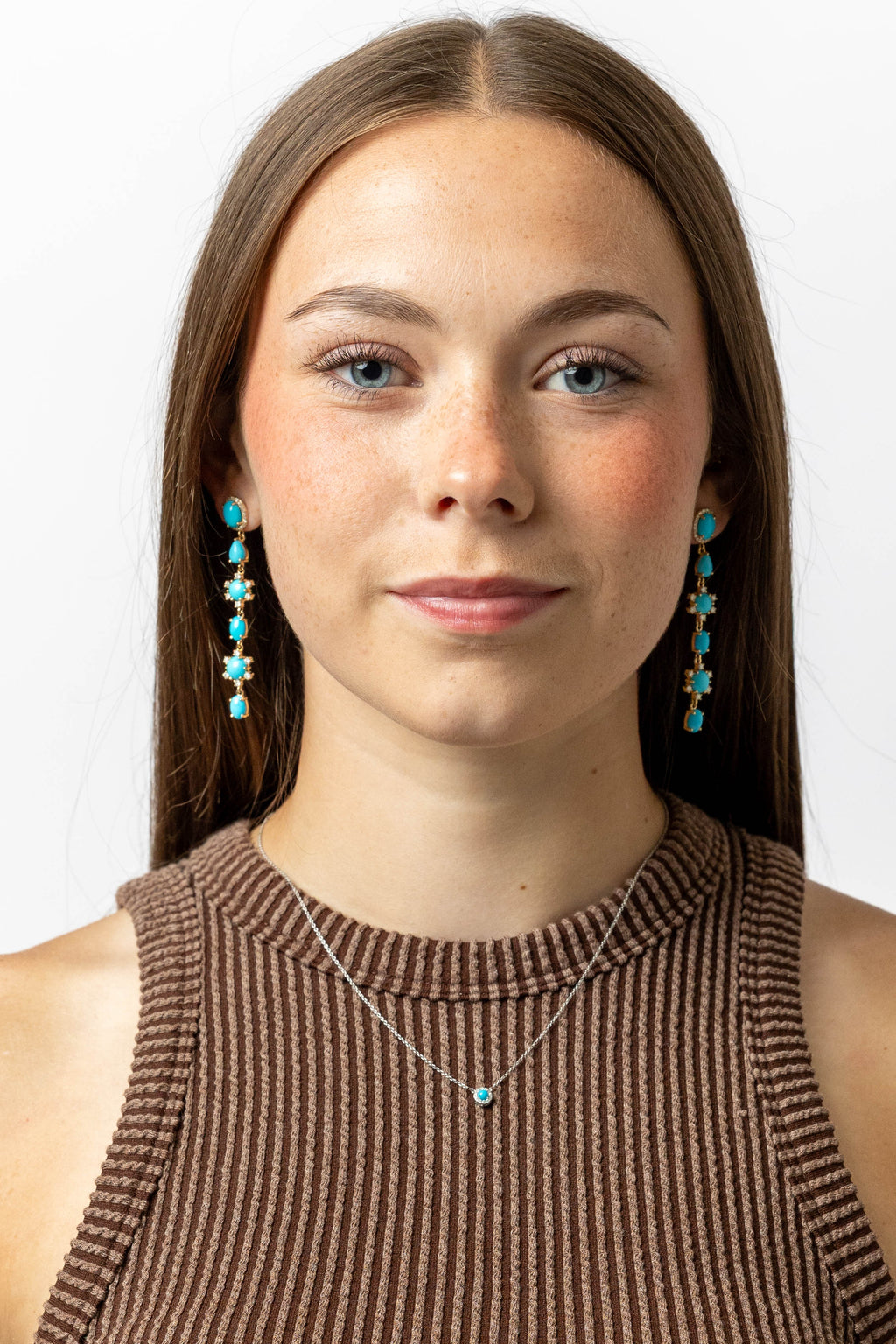 14KY Sleeping Beauty & Natural Diamond Earrings