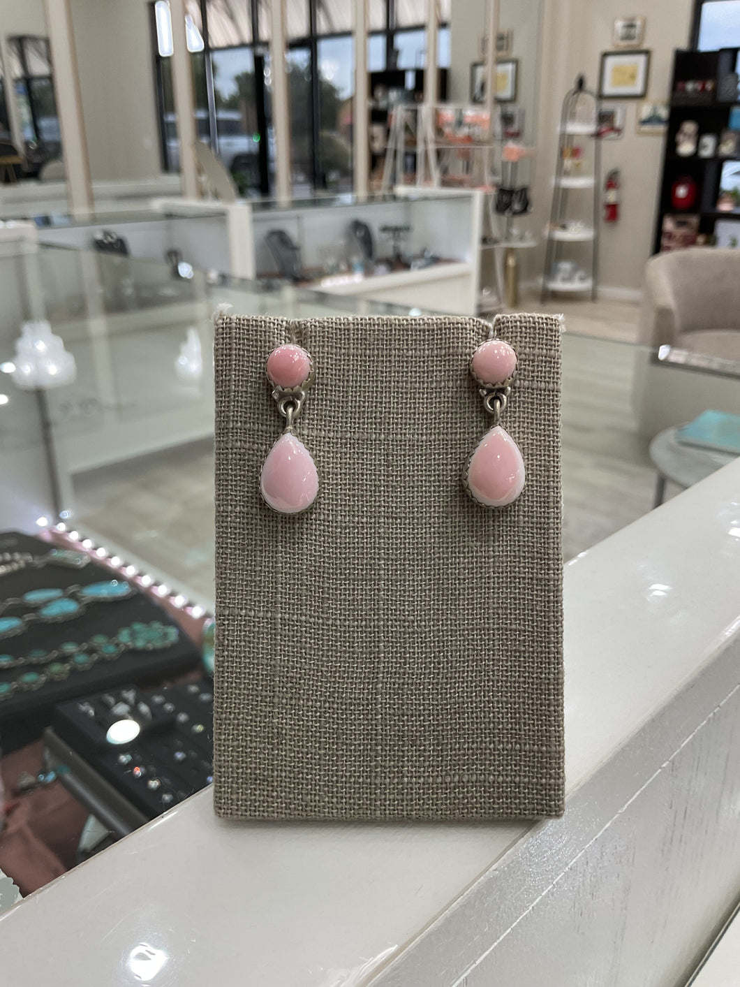 Pink Conch and Sterling Silver Earrings