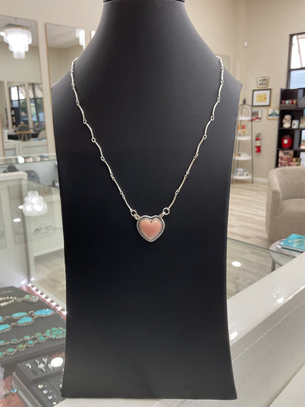 Pink Conch Heart Necklace