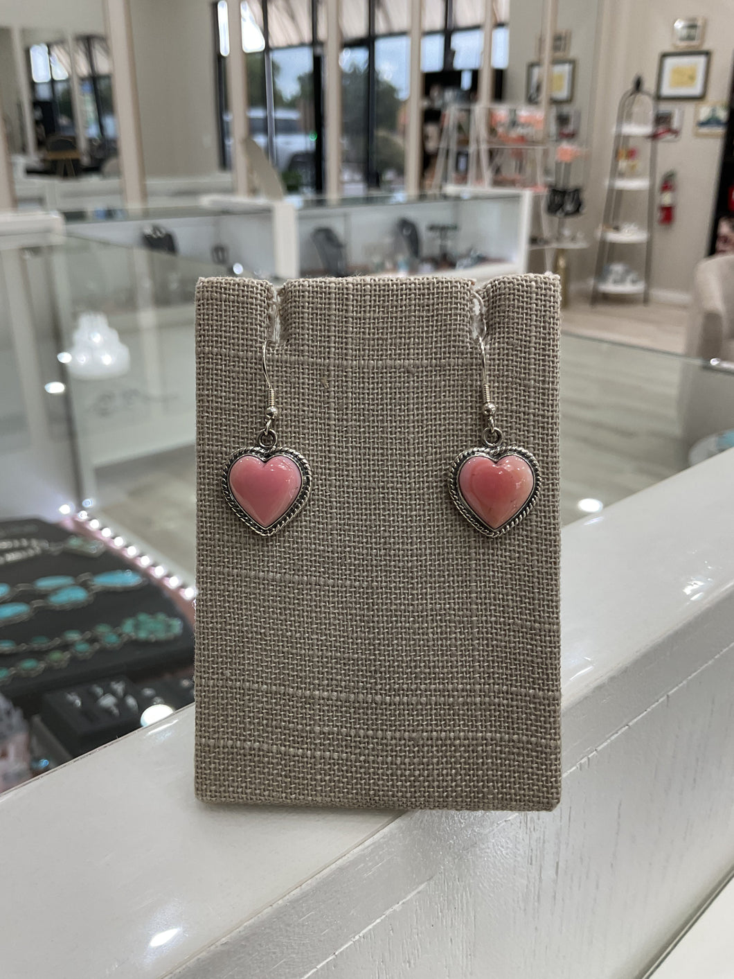 PINK Conch Heart Earrings