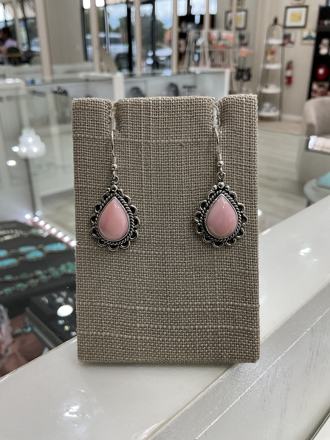 PINK Conch Heart Earrings