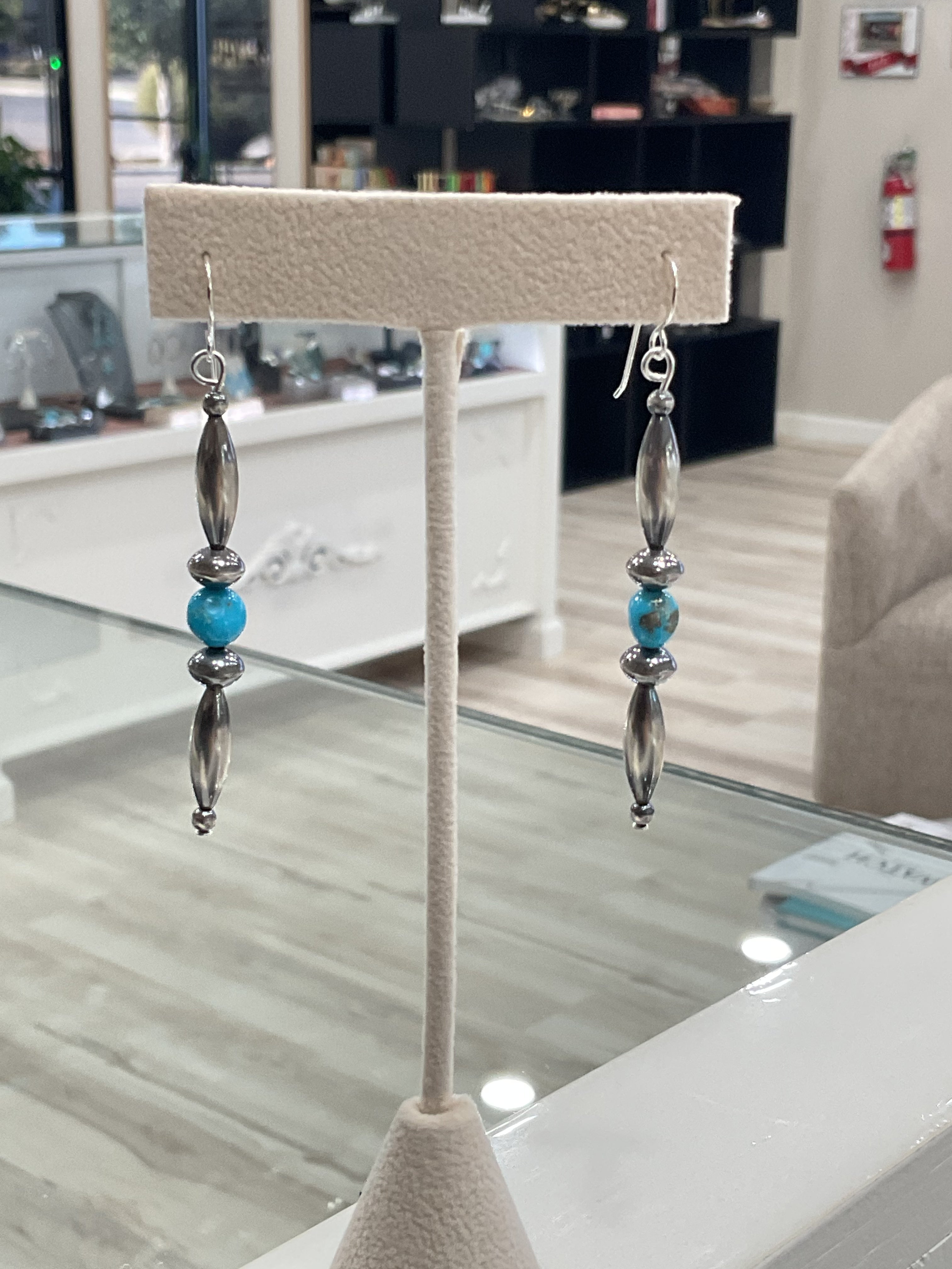 Sterling Silver Oxidized Sonoran Bead Drop Earrings