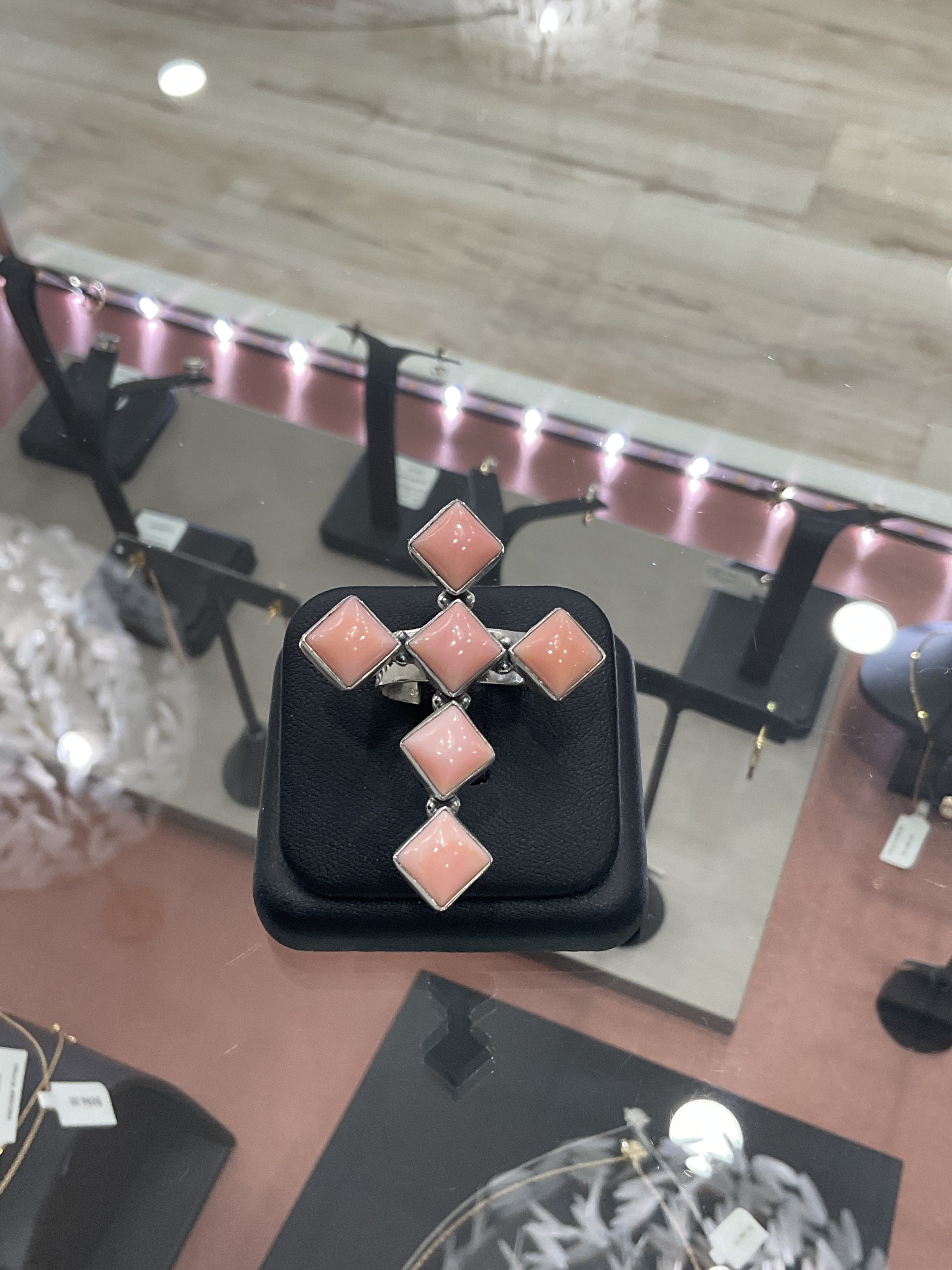 Pink Conch Cross Ring