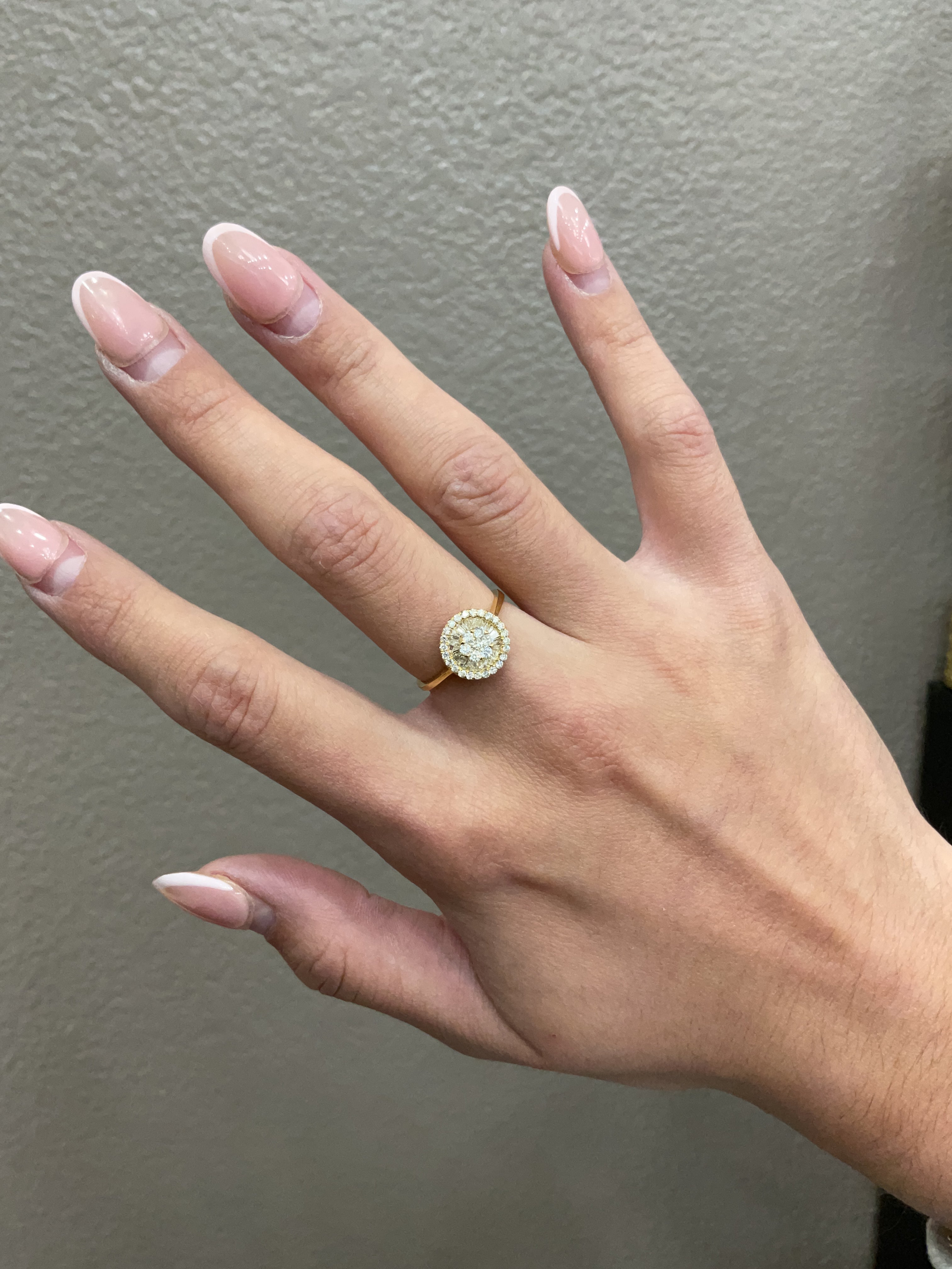 18KY Natural Diamond Cluster Ring