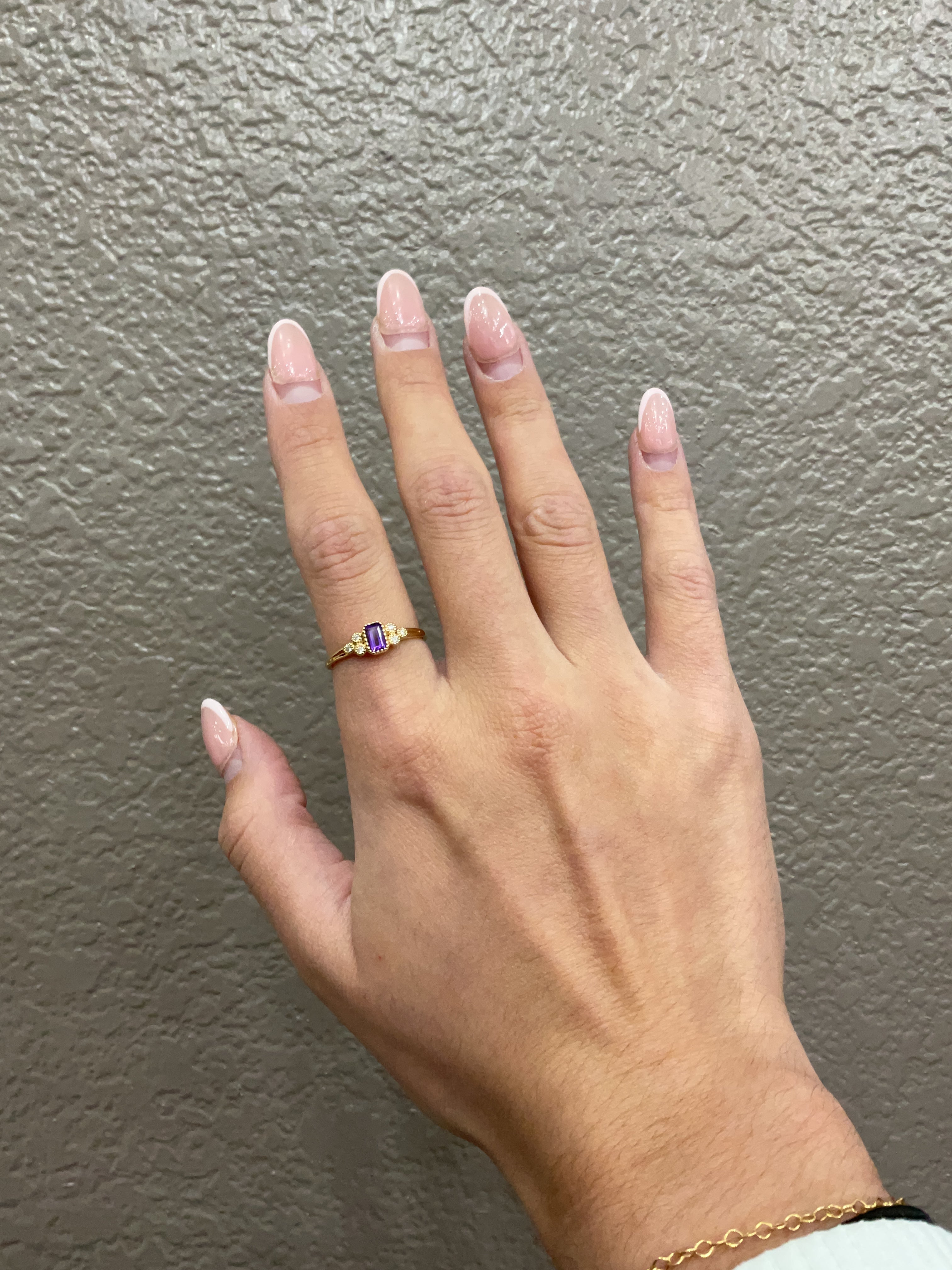 14KY Amethyst and Natural Diamond Ring